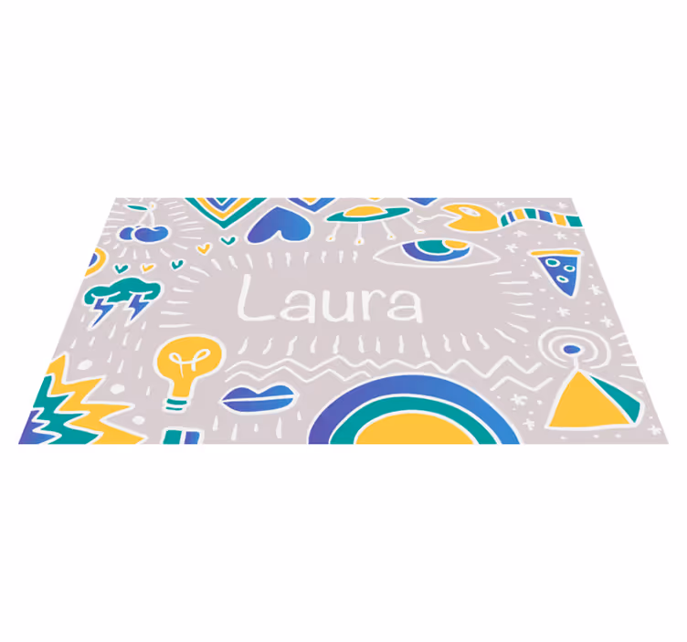 Doodling art with name  personalised mat - TenStickers