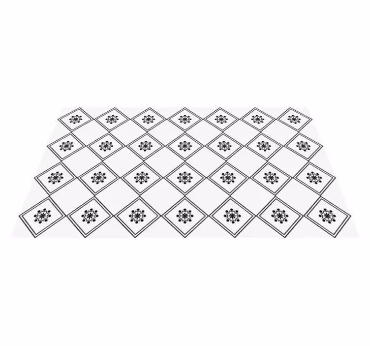 Monochrome Tiled Pattern tile vinyl rug - TenStickers