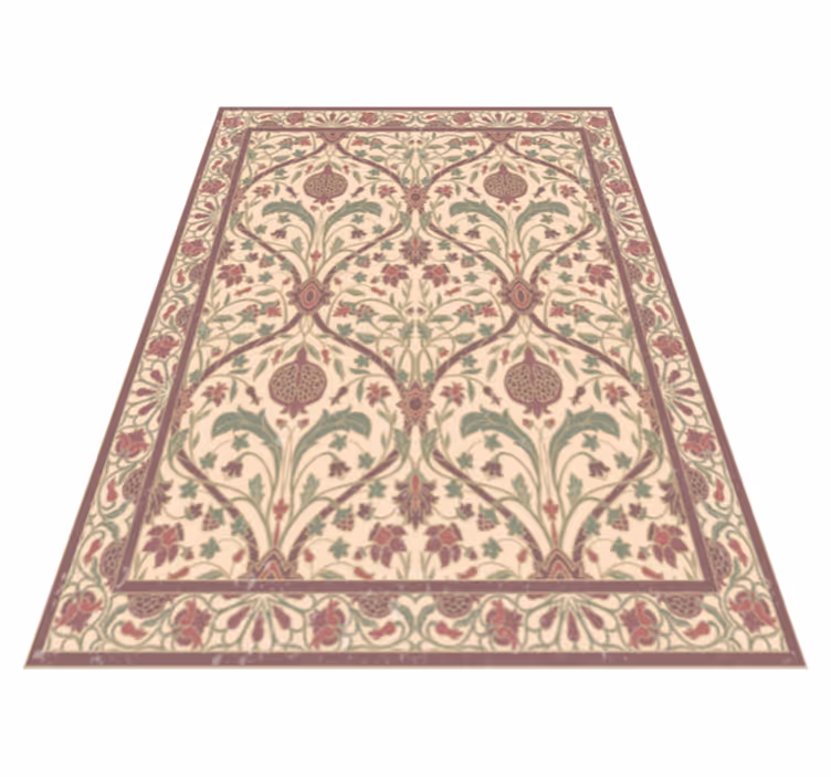 Ornate Floral Motif vintage vinyl rug - TenStickers