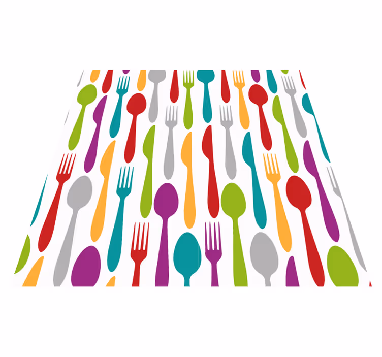 Eating utensils kitchen floor tiles - TenStickers