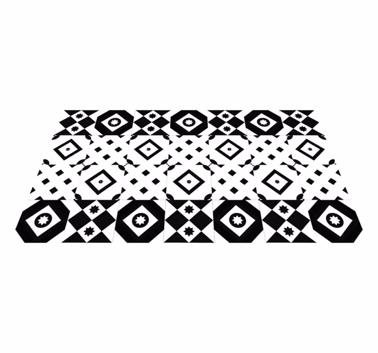 Monochrome geometric shapes kitchen vinyl rug - TenStickers