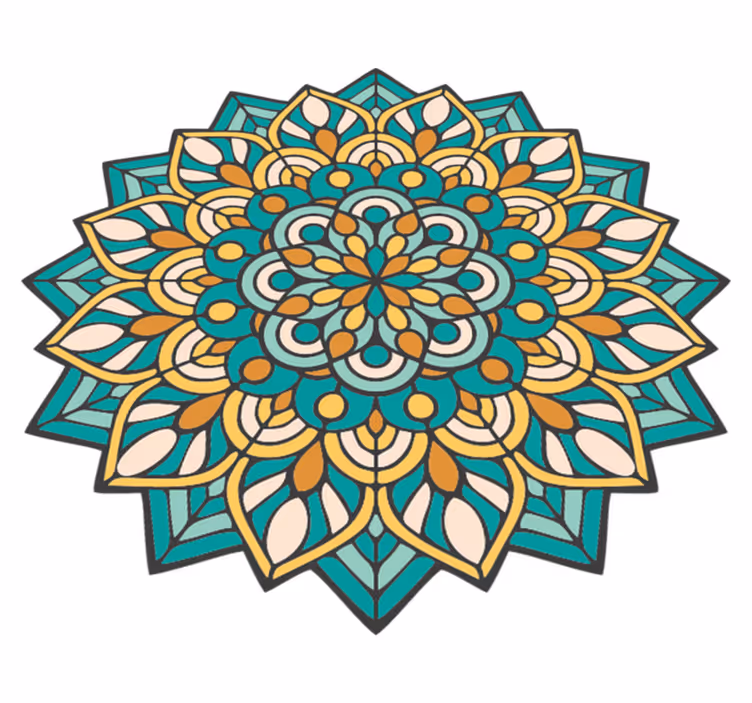 Mandala green and orange mandala vinyl rug - TenStickers