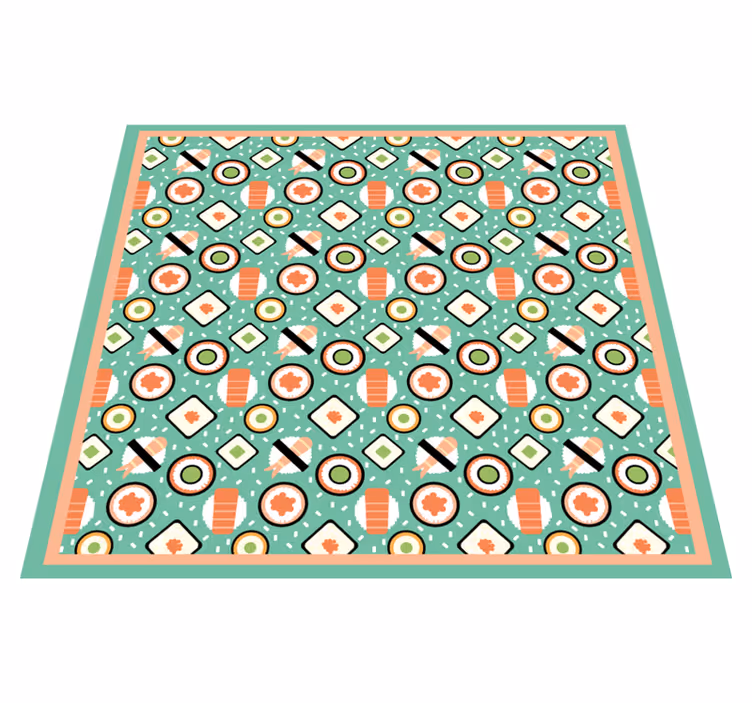 Sushi-inspired patterns kitchen vinyl rug - TenStickers