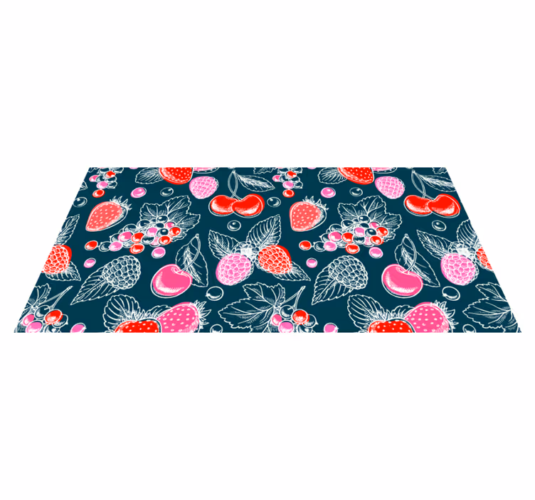 Red fruits pattern kitchen floor tiles - TenStickers