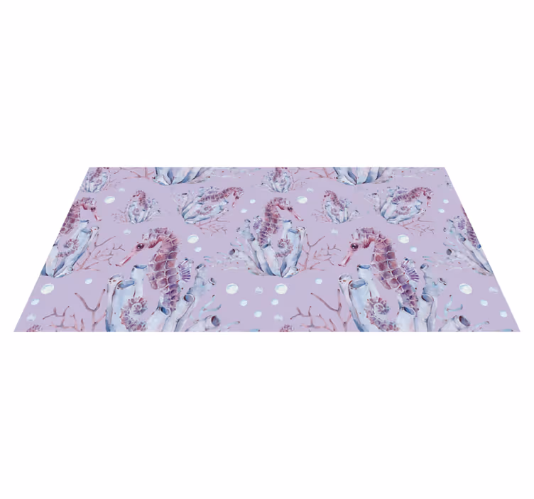 Seahorse coral design bathroom vinyl rug - TenStickers