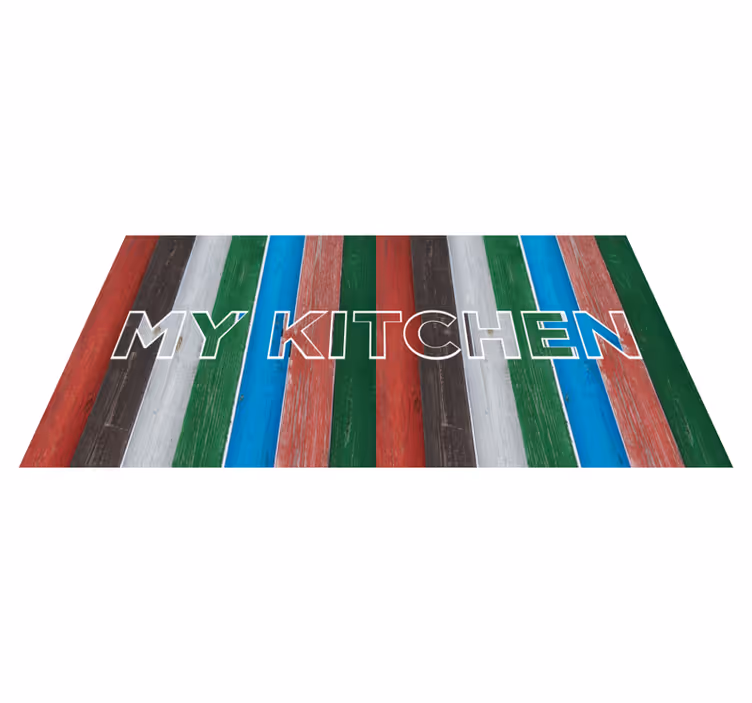 Striped colorful kitchen vinyl rug - TenStickers