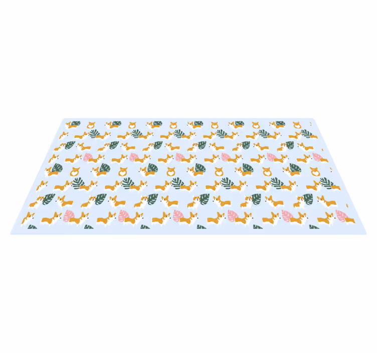 Floral pattern with a dog kitchen floor tiles - TenStickers