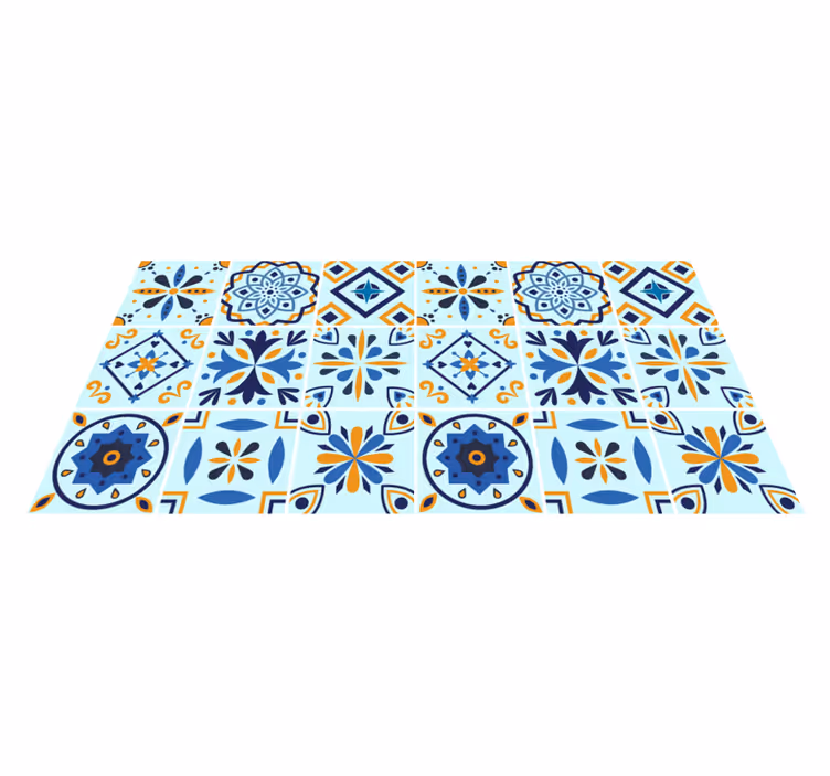 Blue background tiles pattern tile carpet - TenStickers