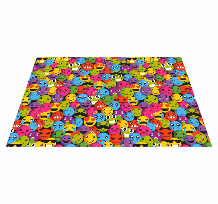 Colorful emoji expressions teen vinyl rug - TenStickers