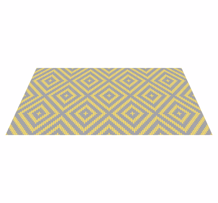Yellow and gray square pattern geometric vinyl rug - TenStickers