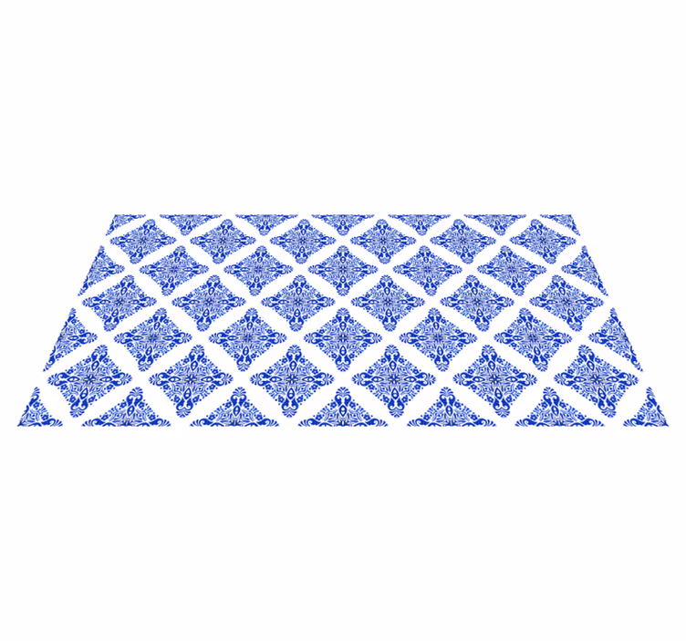 Patterned Blue tile vinyl rug - TenStickers