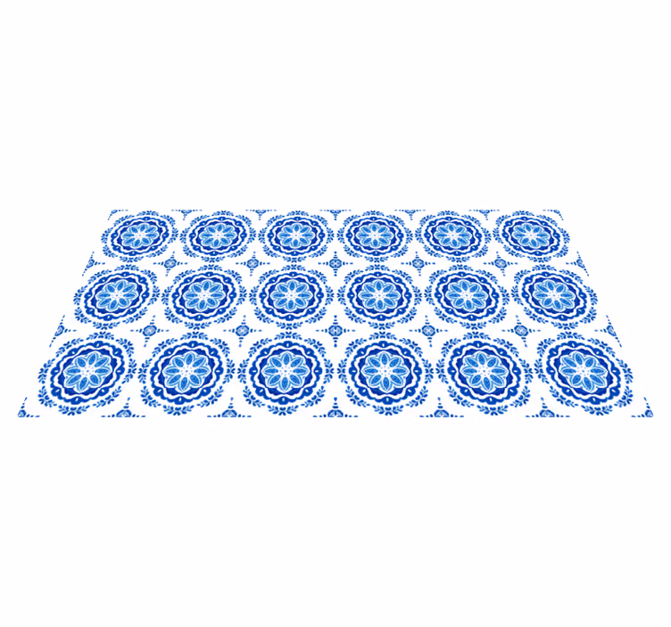 Azure blossom motifs kitchen vinyl rug - TenStickers