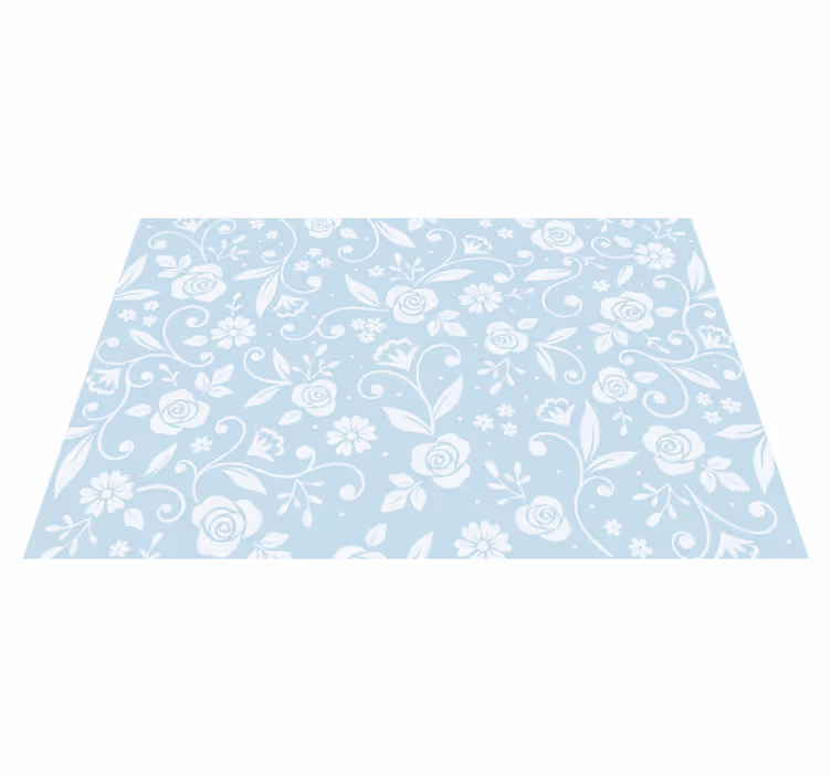 Blue flower ornament floral rug - TenStickers