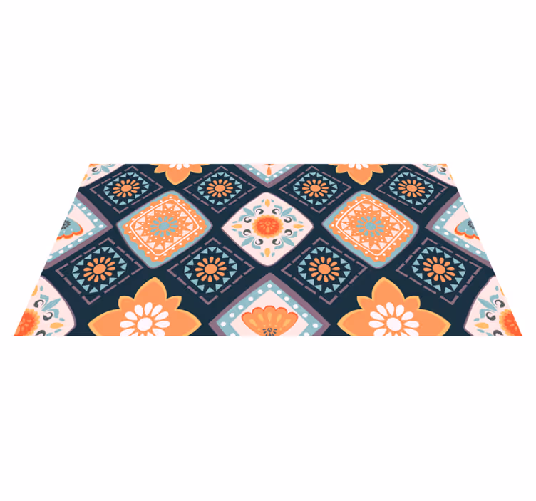 Lively floral design bathroom vinyl rug - TenStickers