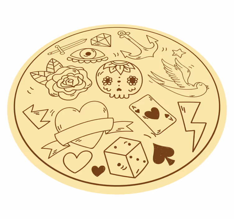 Tattoo symbols teen vinyl rug - TenStickers