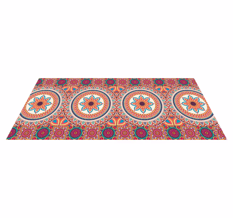 Colourful mandala patchwork tile carpet - TenStickers