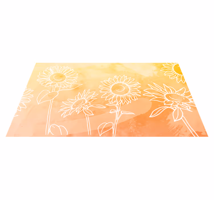 Illustrated sunflower floral vinyl rug - TenStickers