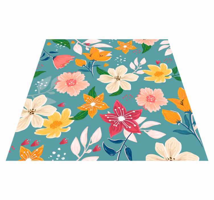 Colourful flowers together floral rug - TenStickers