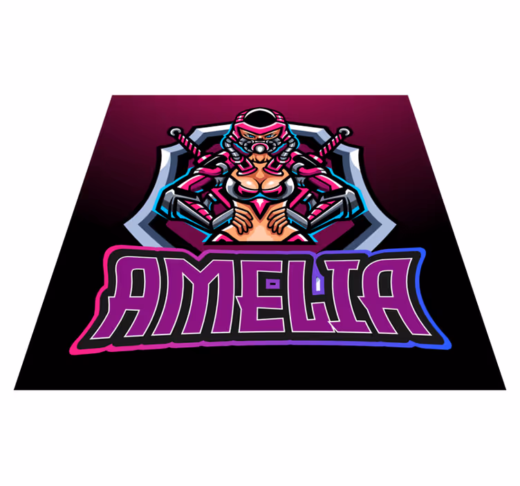 Gaming heroine with name teen vinyl rug - TenStickers