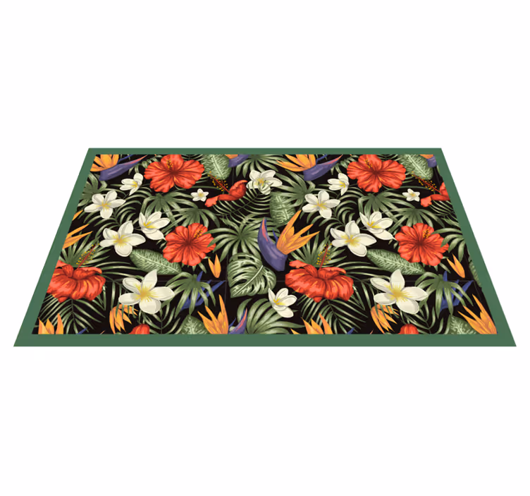 Red and green tropical leafs nature vinyl rug - TenStickers