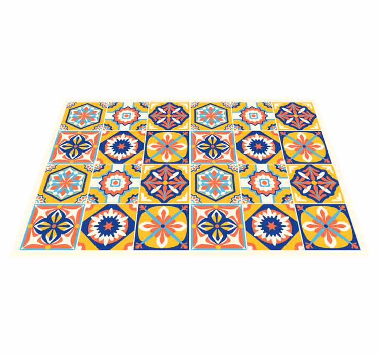 Colorful mosaic pattern tile vinyl rug - TenStickers