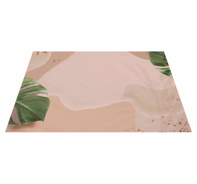 Tropical leaf blush living room vinyl rug - TenStickers