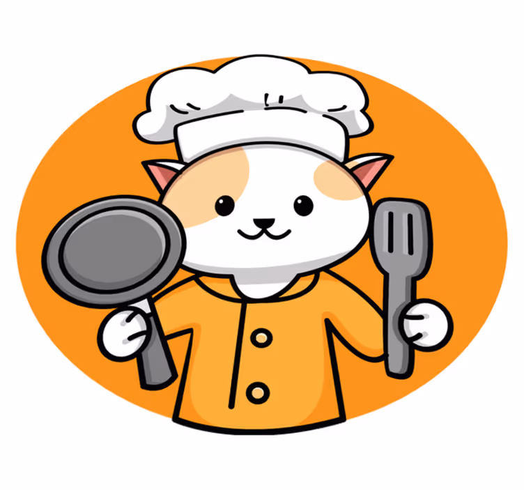 Orange chef cat kitchen vinyl rug - TenStickers