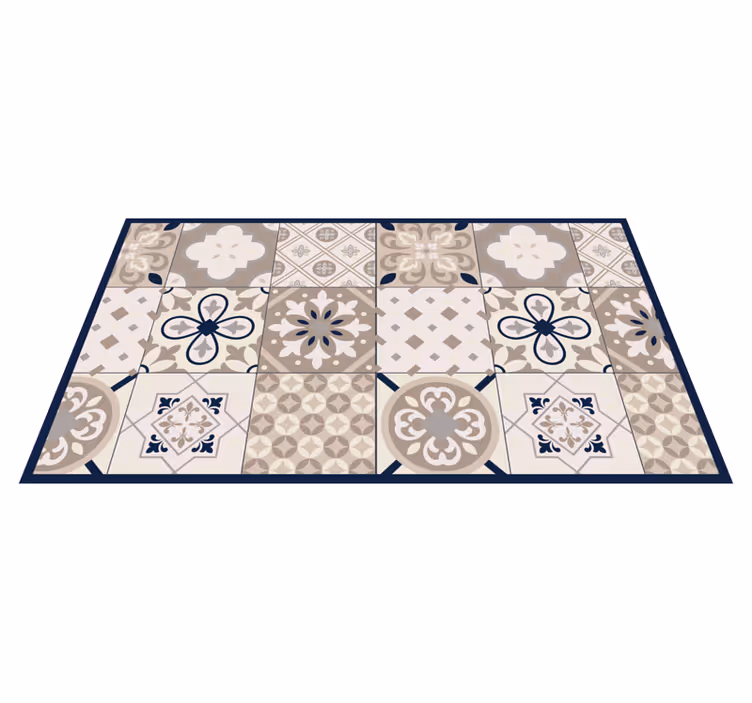 Beige elegant design tile vinyl rug - TenStickers