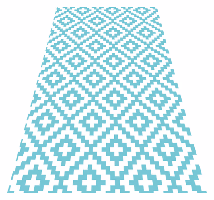 Turquoise Pattern geometric vinyl rug - TenStickers