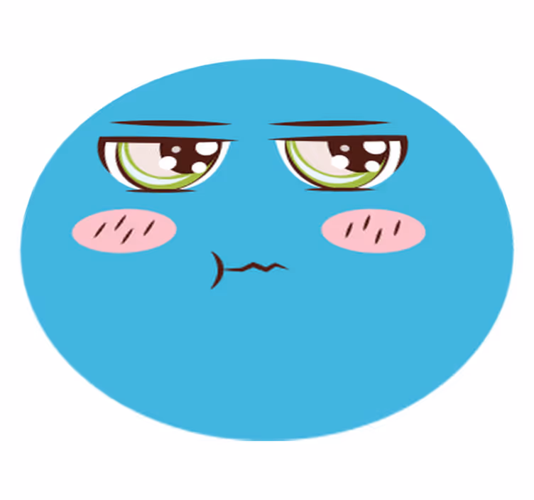 Sad Cartoon Face circular vinyl rug - TenStickers