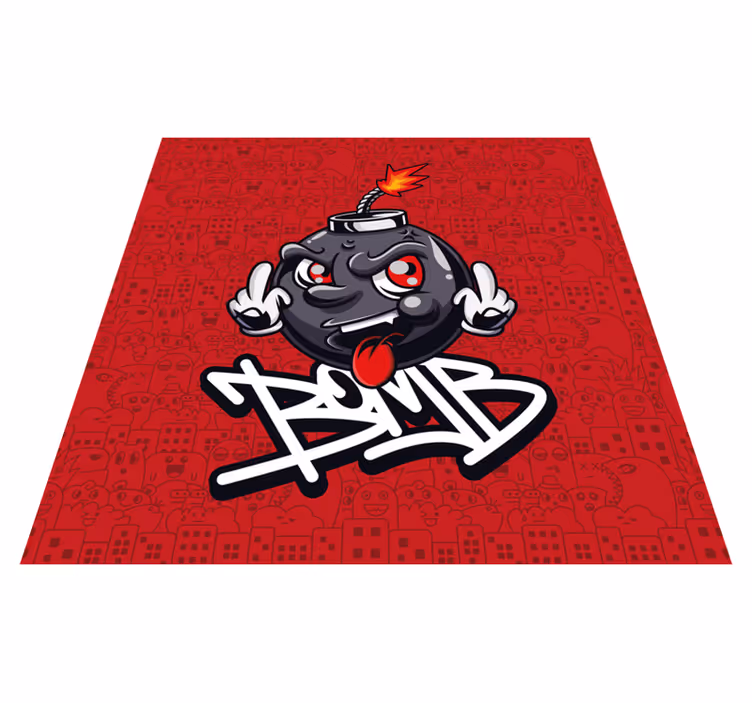 Cartoon Bomb Character teen vinyl rug - TenStickers