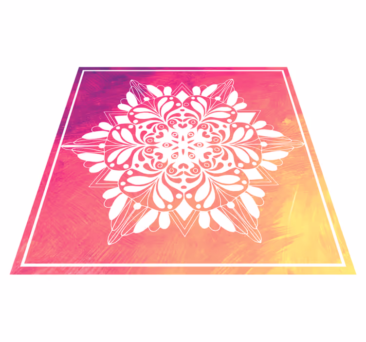 Abstract white flower mandala vinyl rug - TenStickers