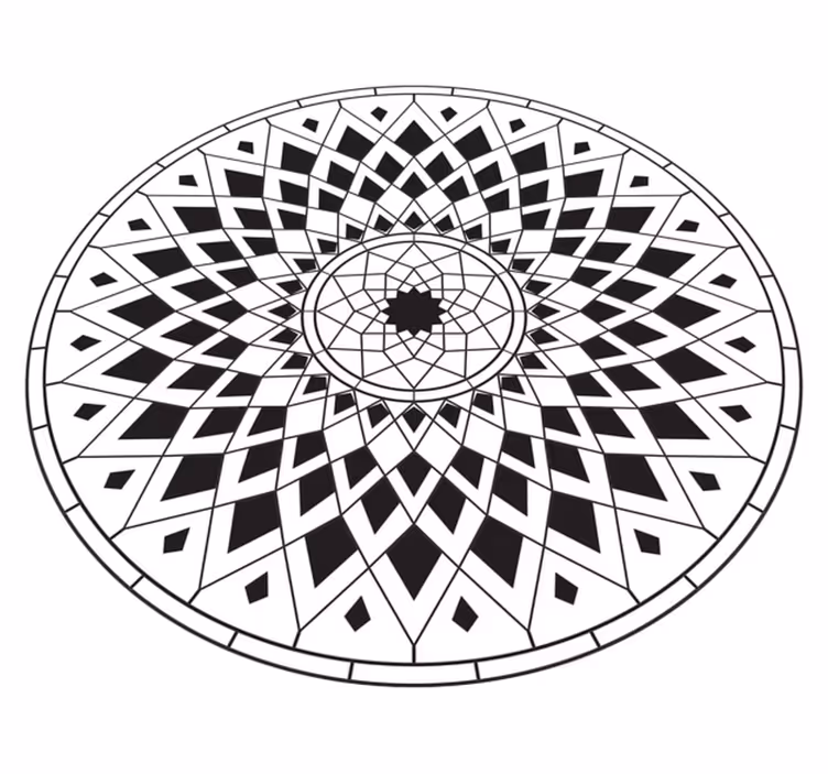 White and black design mandala vinyl rug - TenStickers