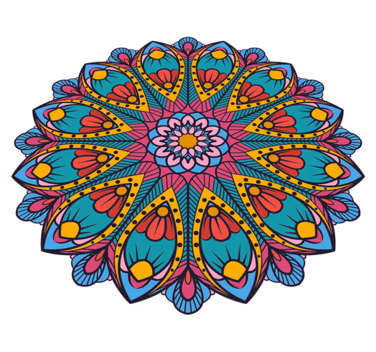 Rainbow colors mandala mandala vinyl rug - TenStickers