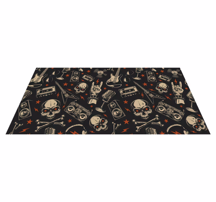 Skull Music Theme teen vinyl rug - TenStickers