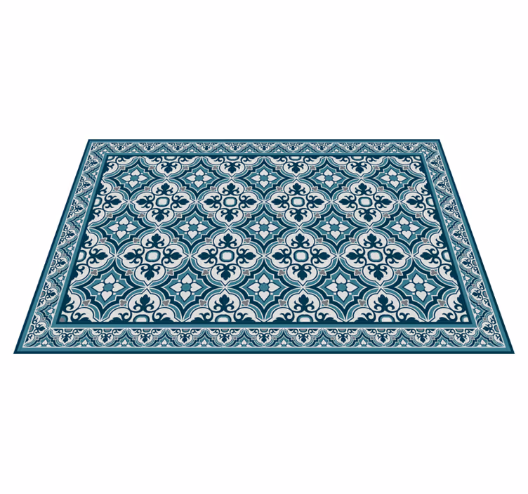 Cyan and blue classic flowers tile carpet - TenStickers