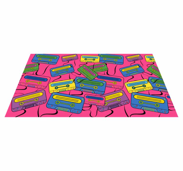 Vintage Cassette Motif teen vinyl rug - TenStickers