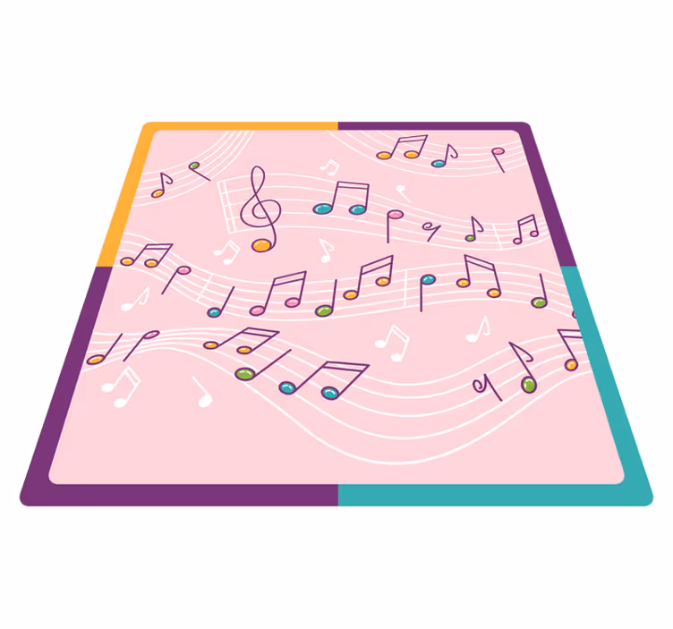 Melodic Notes Theme teen vinyl rug - TenStickers