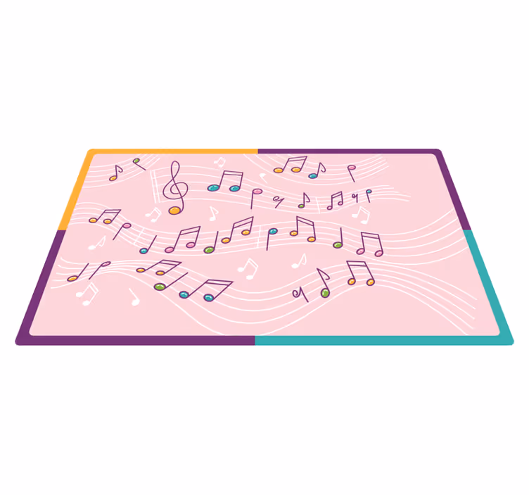 Melodic Note Flow teen vinyl rug - TenStickers