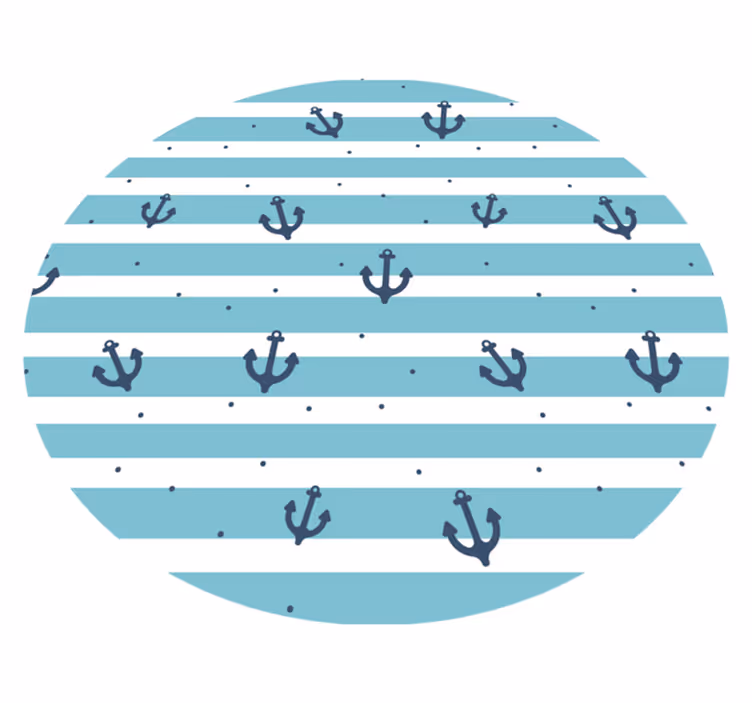 Blue maritime stripes bathroom vinyl rug - TenStickers