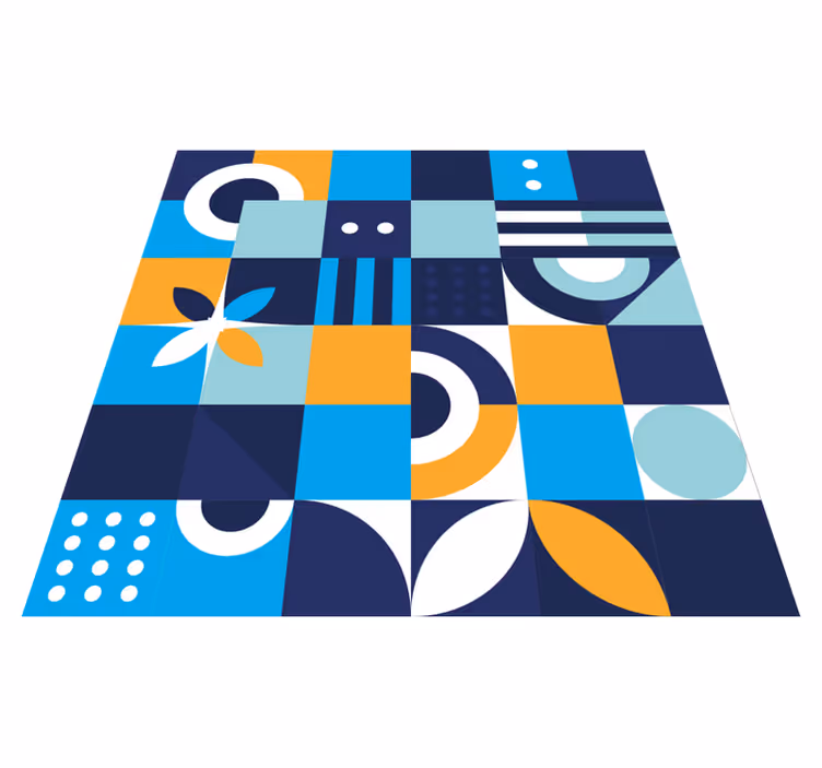 Geometric Color Shapes tile vinyl rug - TenStickers