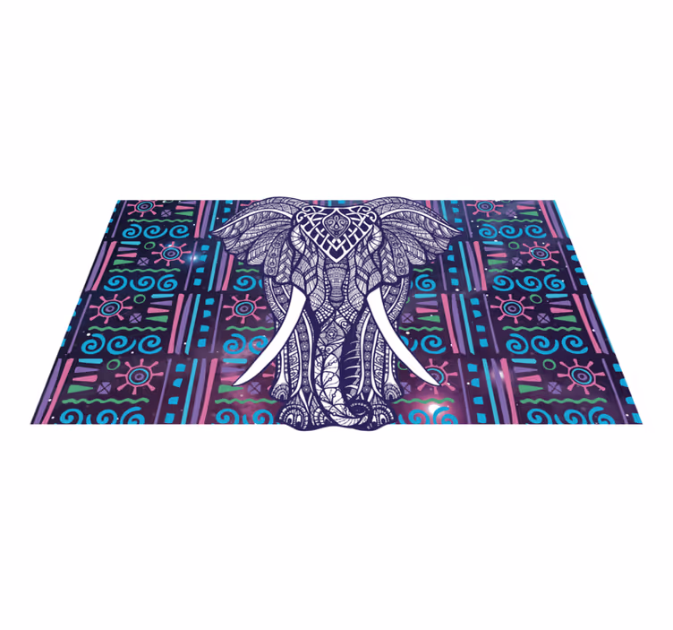 Intricate elephant pattern ethnic vinyl rug - TenStickers