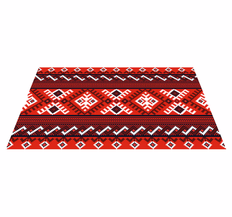 Red and white geometric pattern ethnic rug - TenStickers