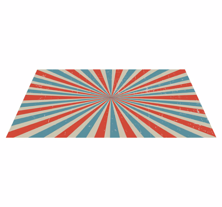 Blue and red retro pre-wash pattern rug - TenStickers