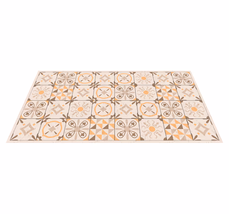 Beige vintage mosaic pattern tile carpet - TenStickers