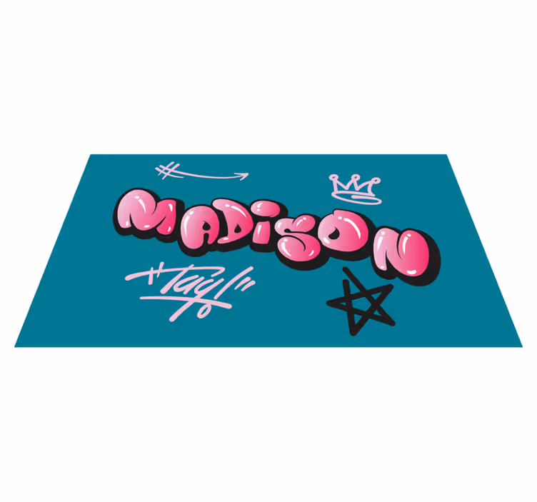 Pink graffiti with name teen vinyl rug - TenStickers