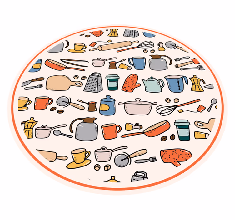 Kitchen vinyl rug kitchen utensil collection - TenStickers