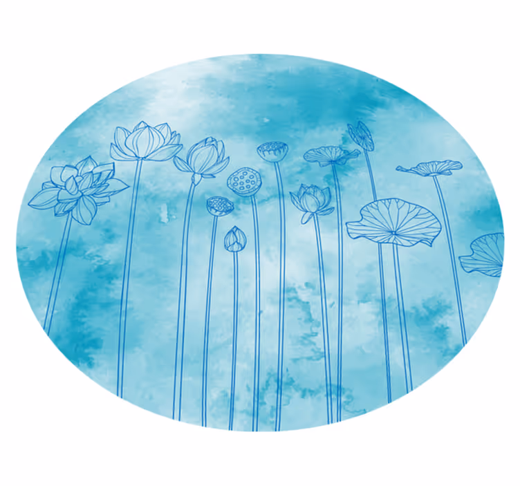Delicate blue watercolor flowers rug - TenStickers