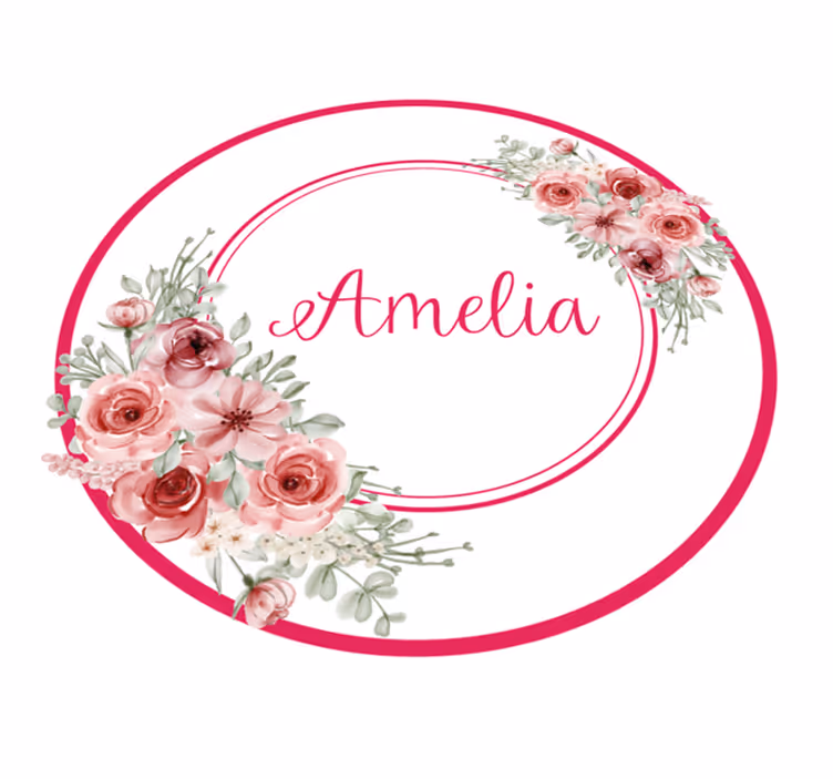 Pink bouquet with custom name personalised mat - TenStickers
