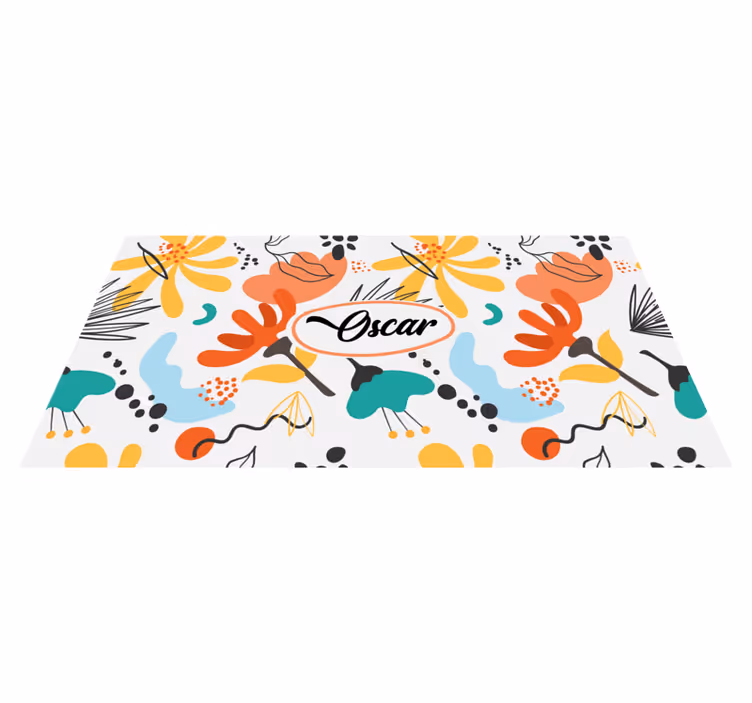 Abstract art with bright colors floral rug - TenStickers